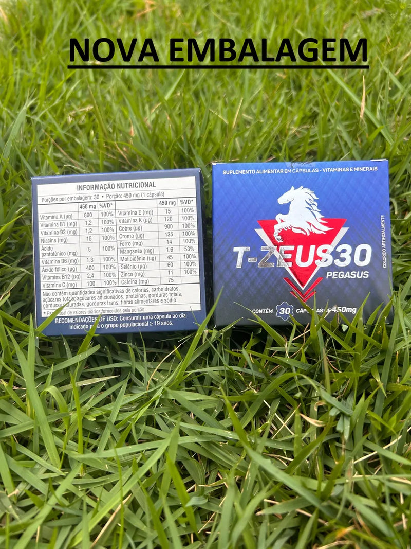 T-ZEUS 30 Pegasus – Suplemento Masculino | 30 Cápsulas 440mg (Sem Sabor)