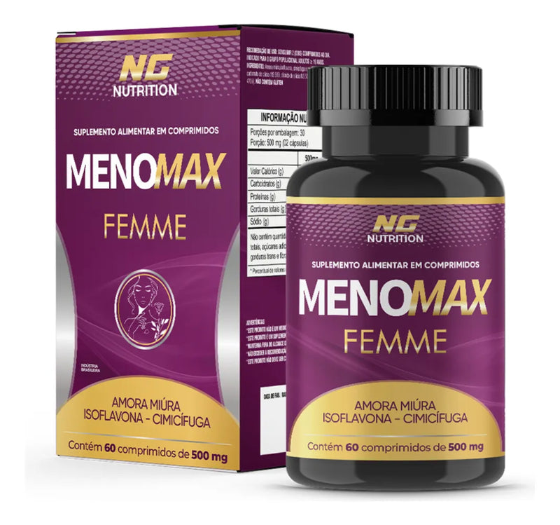 Menomax Femme 60 Comprimidos 500mg Amora Miúra Cimicifuga Sem Sabor