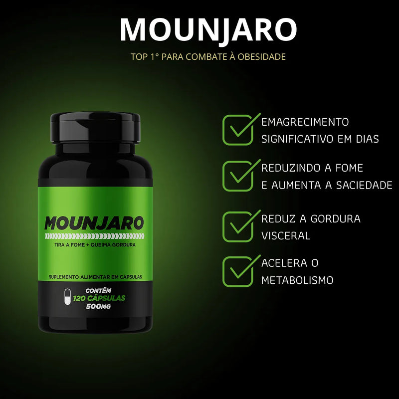Mounjaro 120 Cápsulas 500mg 100% Original Sem Sabor