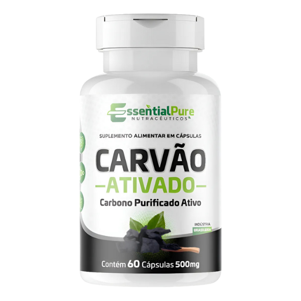 Carvão Vegetal Ativado Puro 500mg 60 Cápsulas Sem Sabor