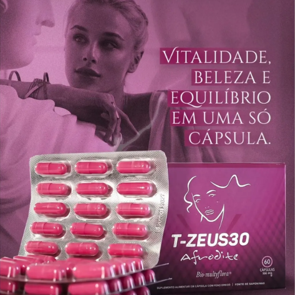 T-ZEUS 30 Afrodite – Suplemento Alimentar Feminino | 60 Cápsulas (30 Doses)
