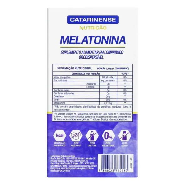 Melatonina 0,21mg – 60 Comprimidos Sublinguais | Catarinense Nutrição